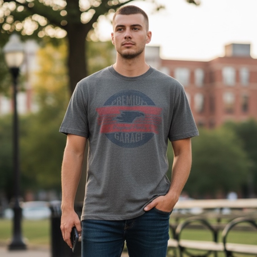American Apparel Graphic T-Shirt – Size L | Gray | Vintage Style